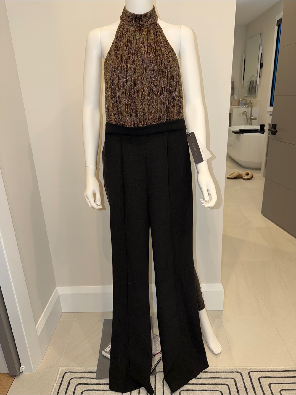 Sleek Black High-Waist Jump Suit